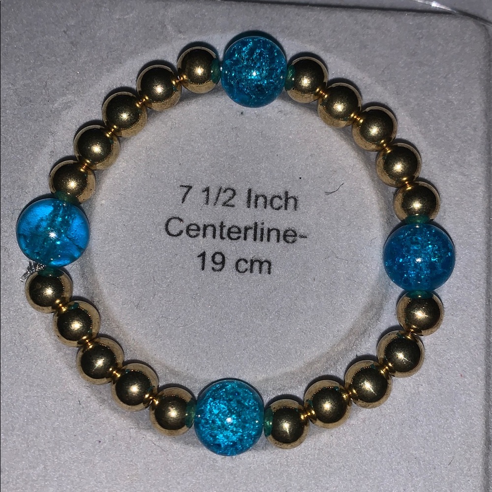 Rare crackle beaded bracelet and gold balls